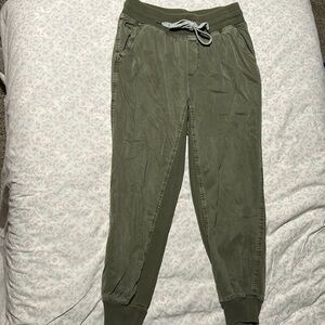 Aerie Women's Small Ribbed Woven Jogger Pants Green Lyocell Relax And So Comfy